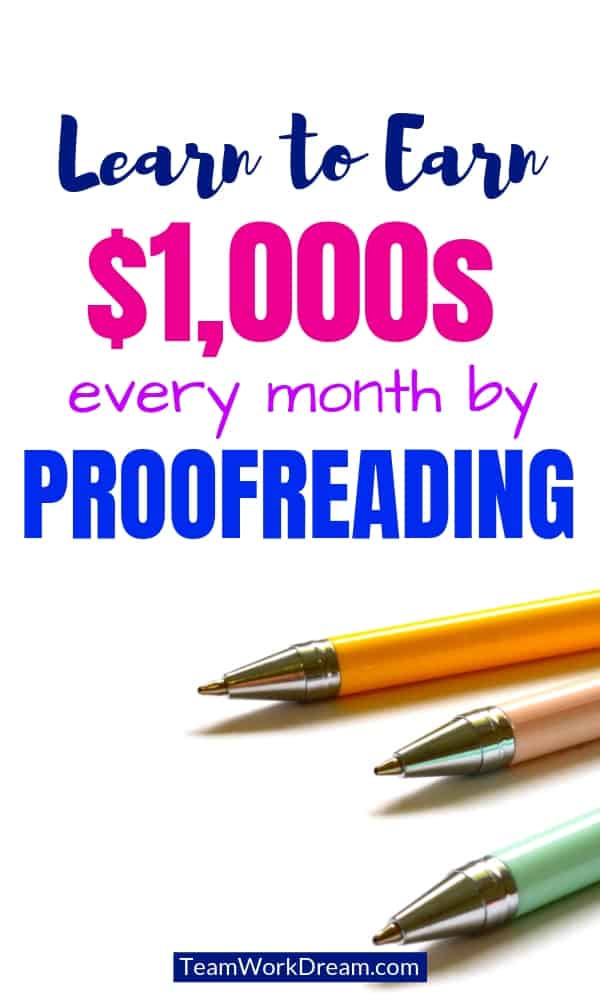 LEarn to earn thousands every month by proofreading. Make money from home online by correcting spelling mistakes and grammar. #workfromhomejobs #workfromhomeideads #proofreadingandediting #sidehustle