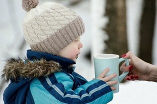 Cute Child Image of Boy Drinking Warm Drink