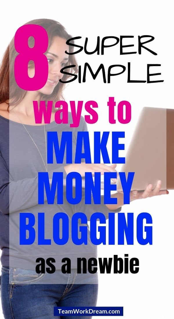 Woman on laptop top making money blogging