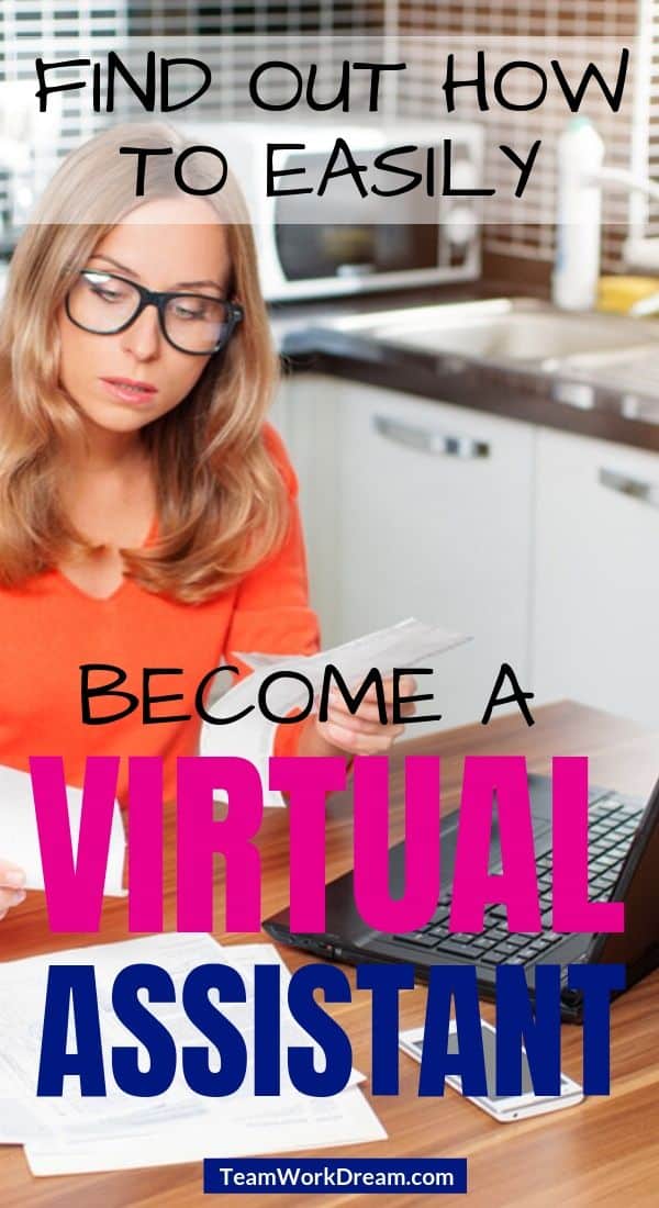 Woman working as a virtual assistant at her kitchen table