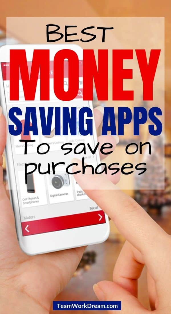 Using smartphone to check money saving apps for shopping prices