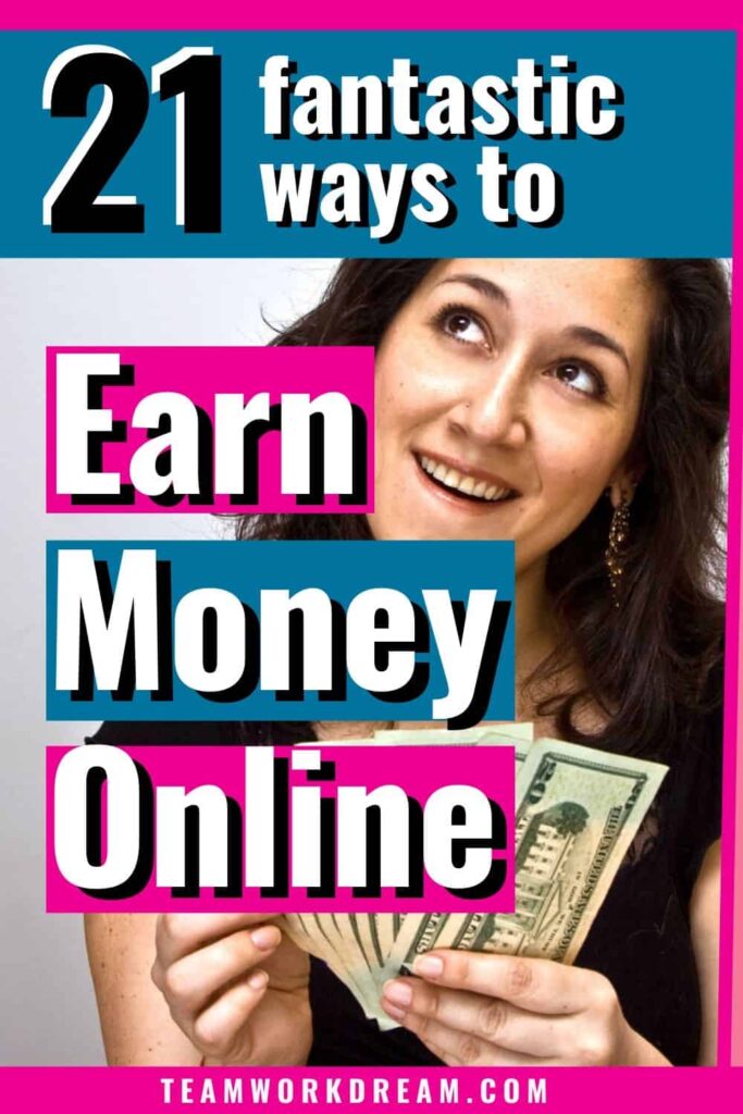 Woman counting money from earning money online.