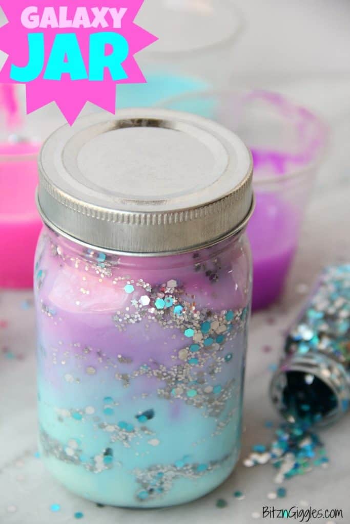 kids indoor activity of diy galaxy jar