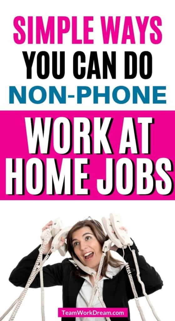 woman busy on phones wanting to find a non phone work at home job