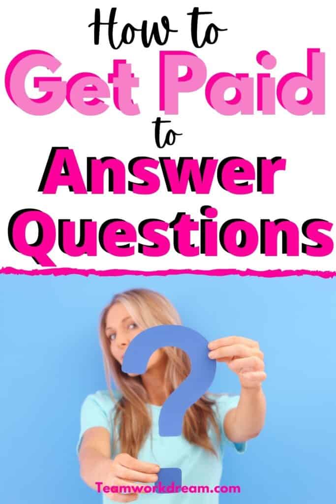 Woman answering questions to make money online. Get paid to answer questions.