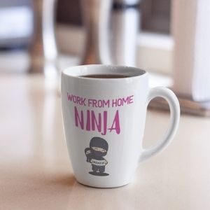 work from home mom ninja mug