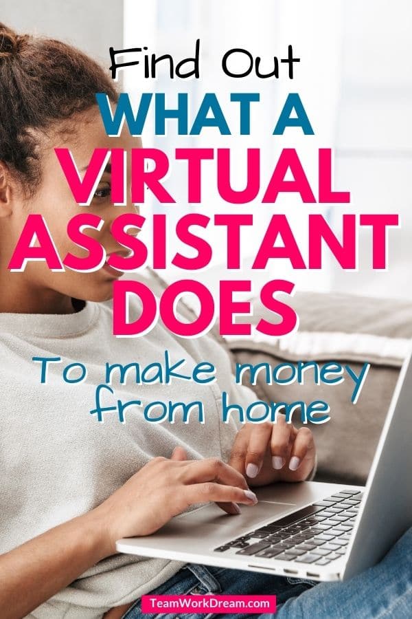 Woman working from home making money online as a virtual assistant