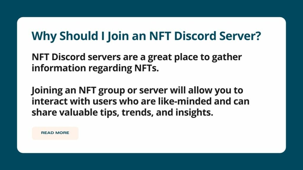 Explanation of why to join an NFT discord server